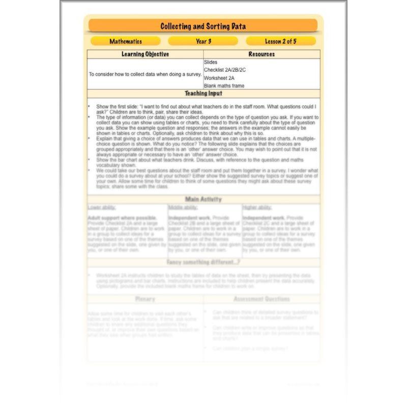 PlanBee Collecting and Sorting Data Year 3 Statistics by PlanBee
