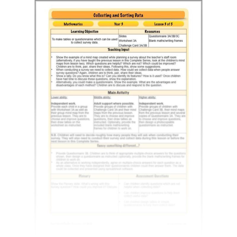 PlanBee Collecting and Sorting Data Year 3 Statistics by PlanBee