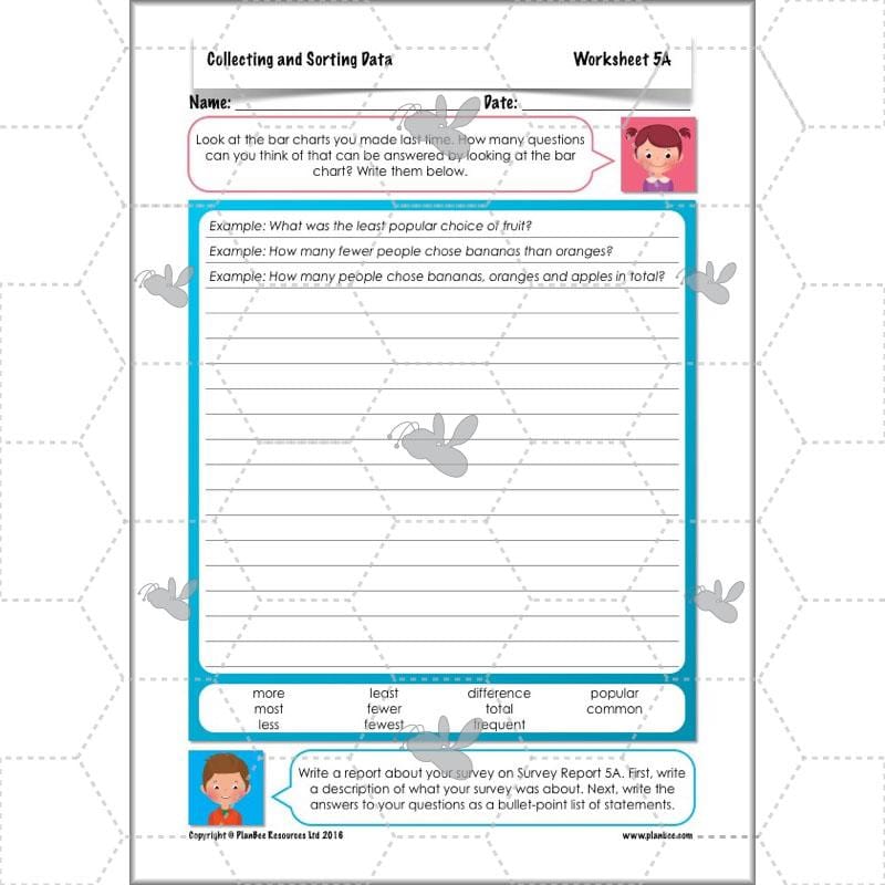 PlanBee Collecting and Sorting Data Year 3 Statistics by PlanBee