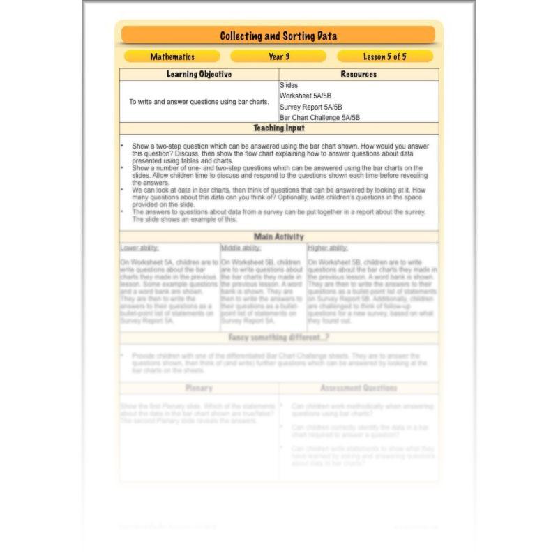 PlanBee Collecting and Sorting Data Year 3 Statistics by PlanBee