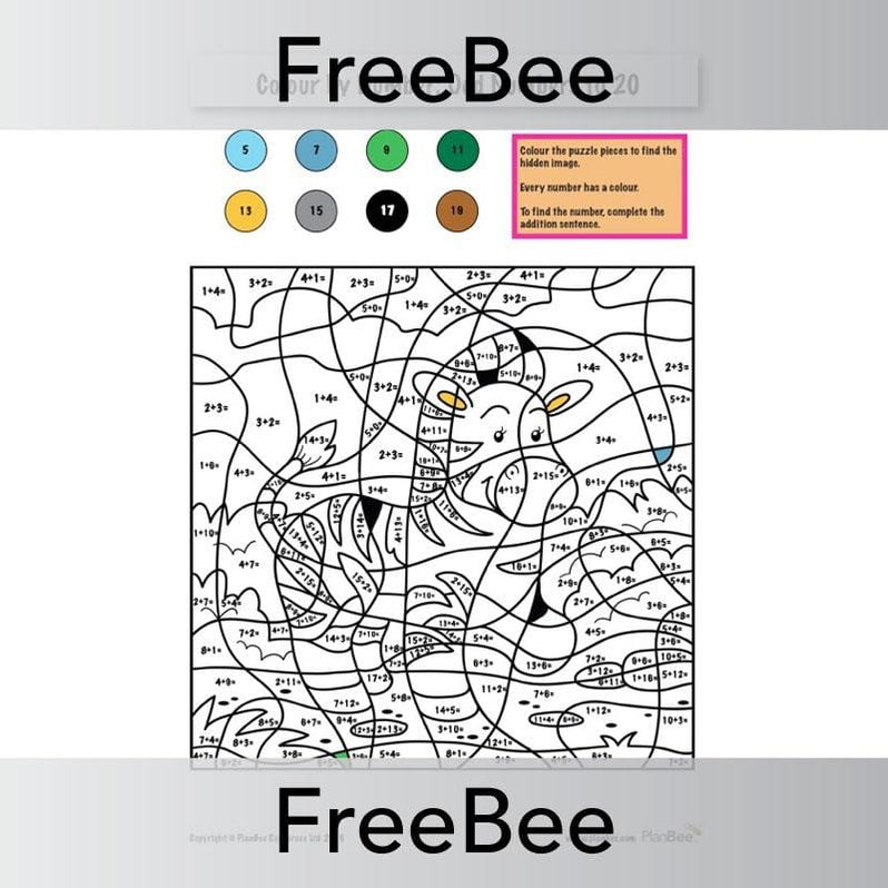 Colour By Numbers Addition PlanBee Colour by numbers addition planbee