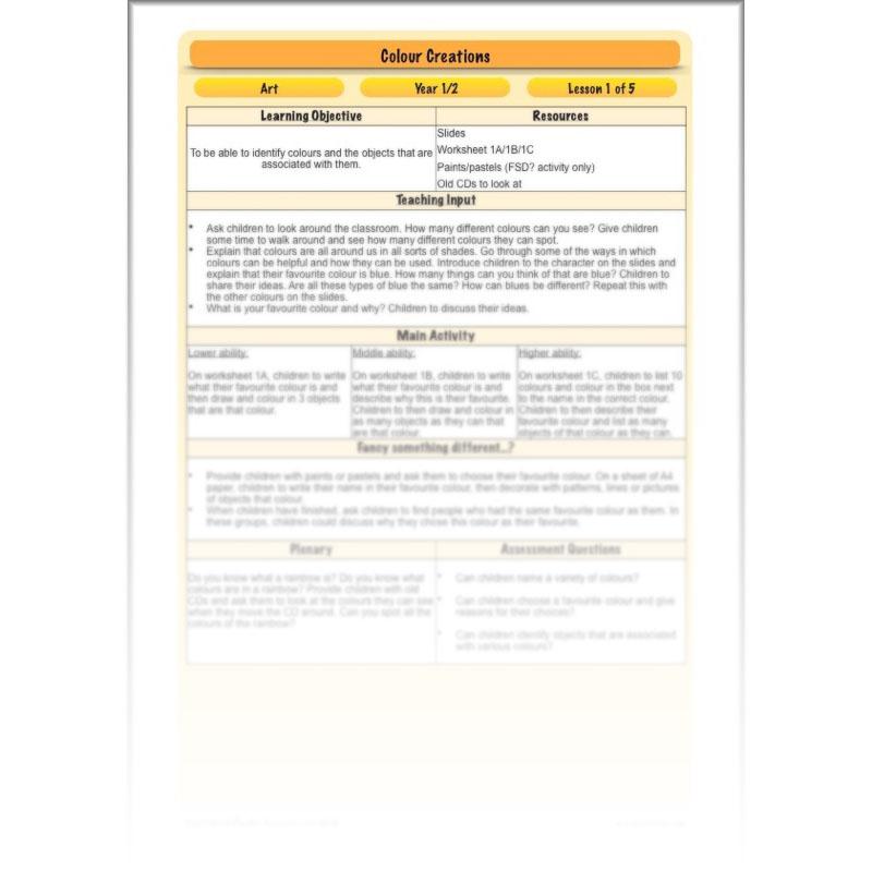 PlanBee Colour Art | Colour Mixing KS1 | Primary Colours KS1| Art Planning