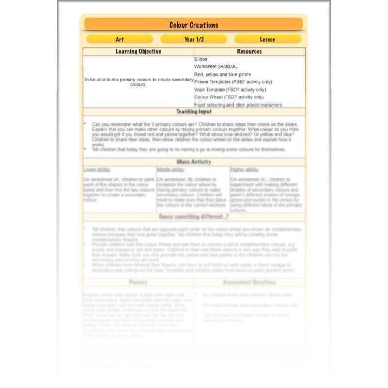 PlanBee Colour Art | Colour Mixing KS1 | Primary Colours KS1| Art Planning