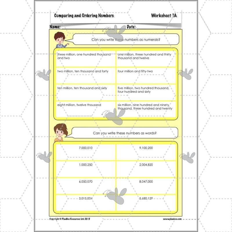 PlanBee Comparing & Ordering Numbers - Year 6 Maths Planning