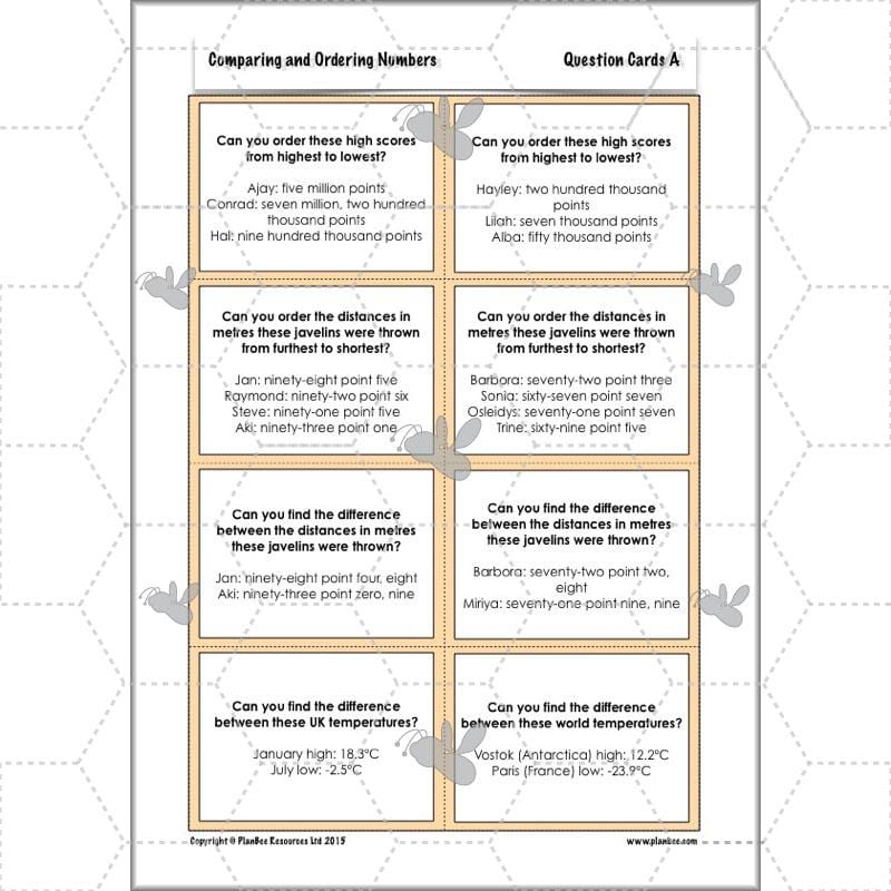 PlanBee Comparing & Ordering Numbers - Year 6 Maths Planning
