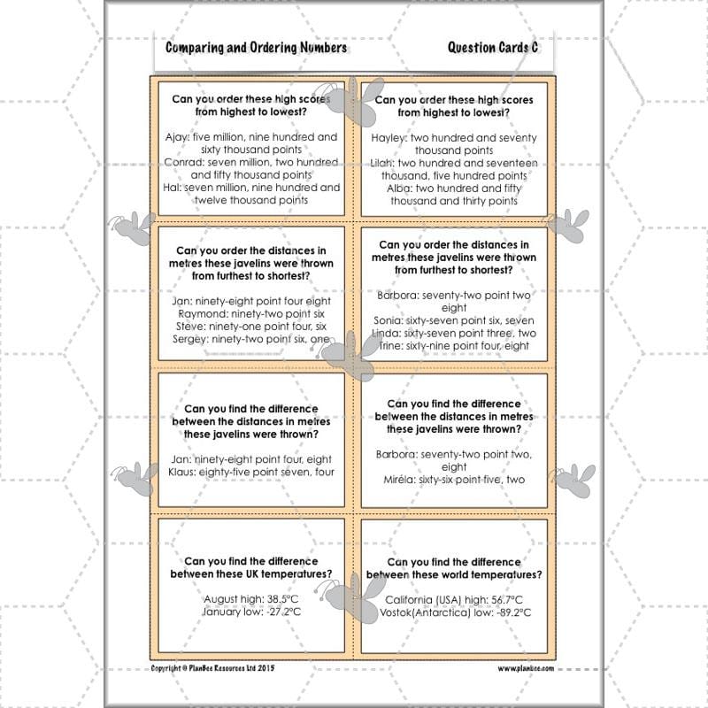 PlanBee Comparing & Ordering Numbers - Year 6 Maths Planning