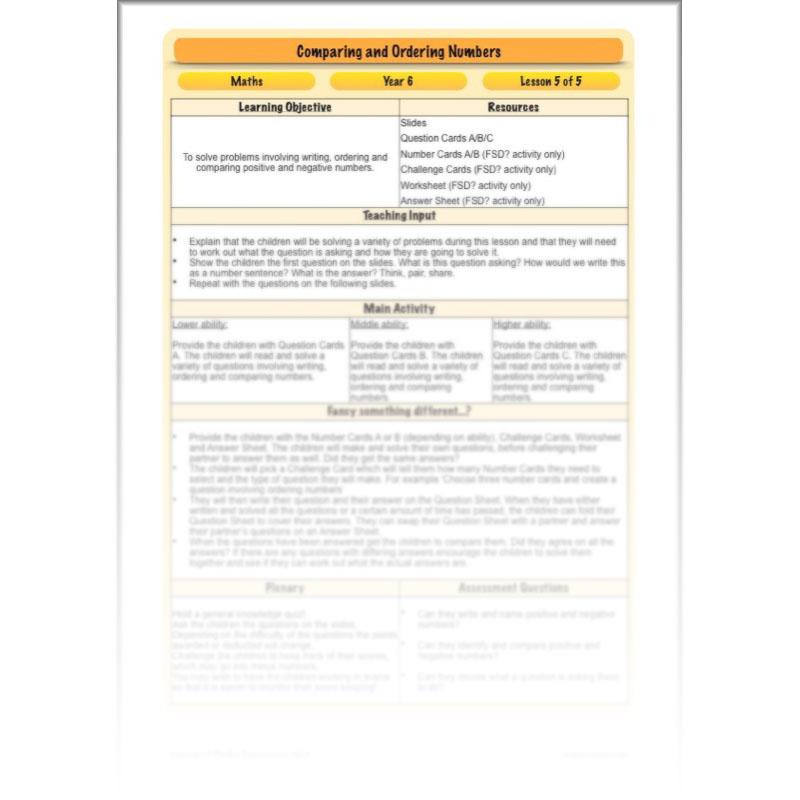PlanBee Comparing & Ordering Numbers - Year 6 Maths Planning