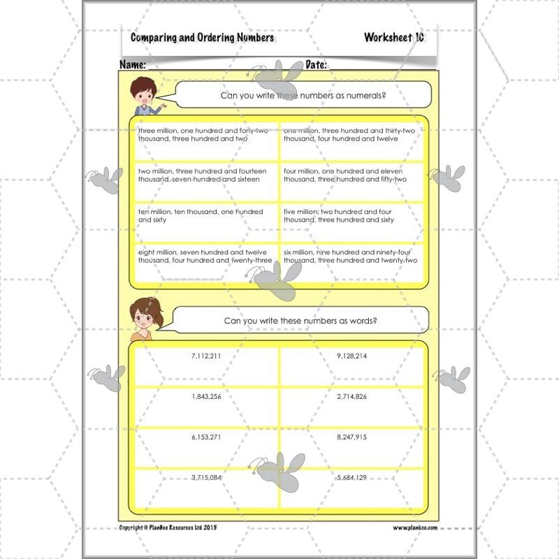 PlanBee Comparing & Ordering Numbers - Year 6 Maths Planning