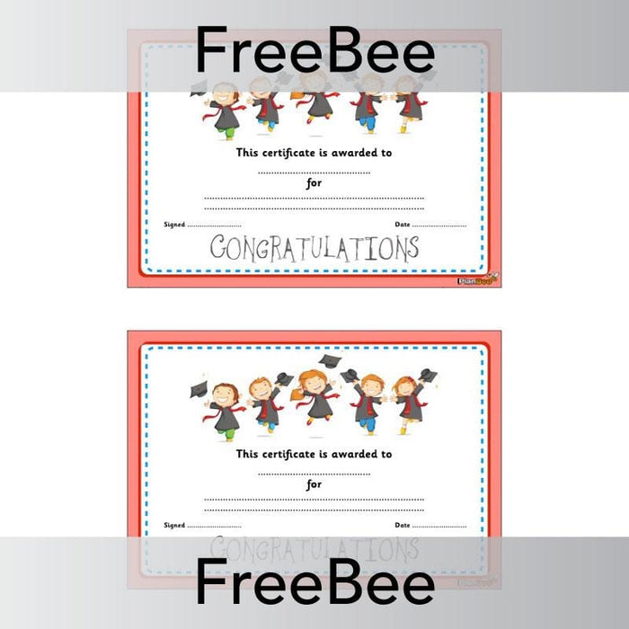 Free downloadable Congratulations Certificate by PlanBee