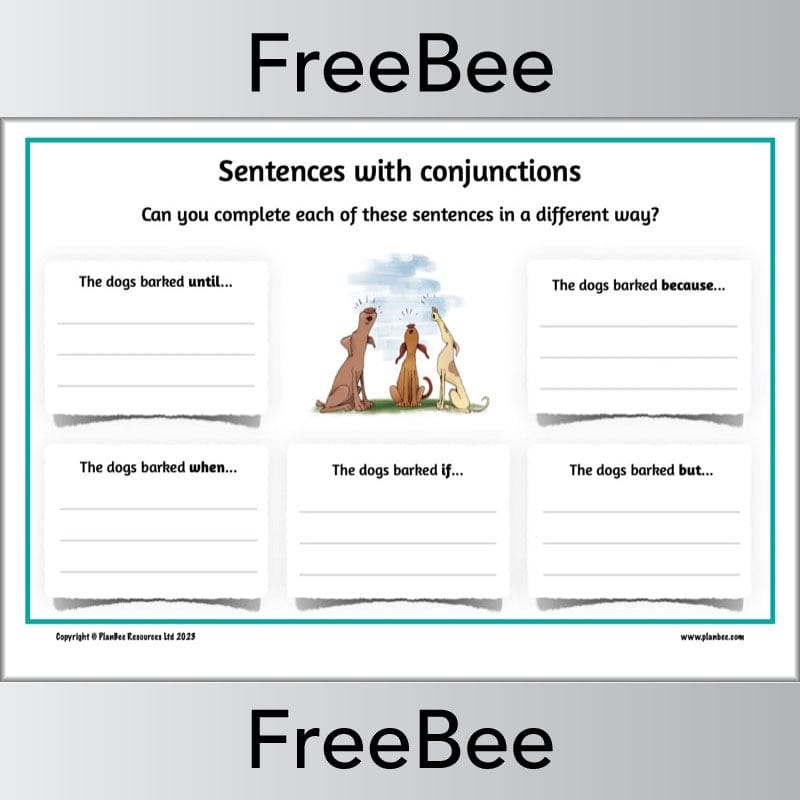 FREE Conjunctions Worksheets by PlanBee