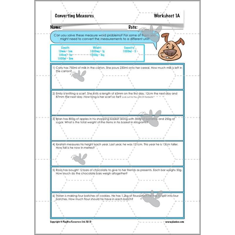 PlanBee Converting Measures - Complete Year 5 Measurement Planning