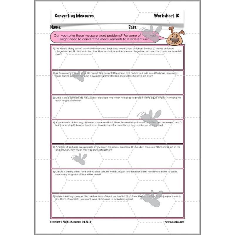 PlanBee Converting Measures - Complete Year 5 Measurement Planning