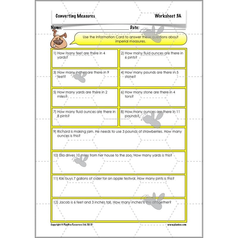 PlanBee Converting Measures - Complete Year 5 Measurement Planning
