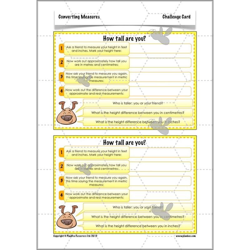 PlanBee Converting Measures - Complete Year 5 Measurement Planning