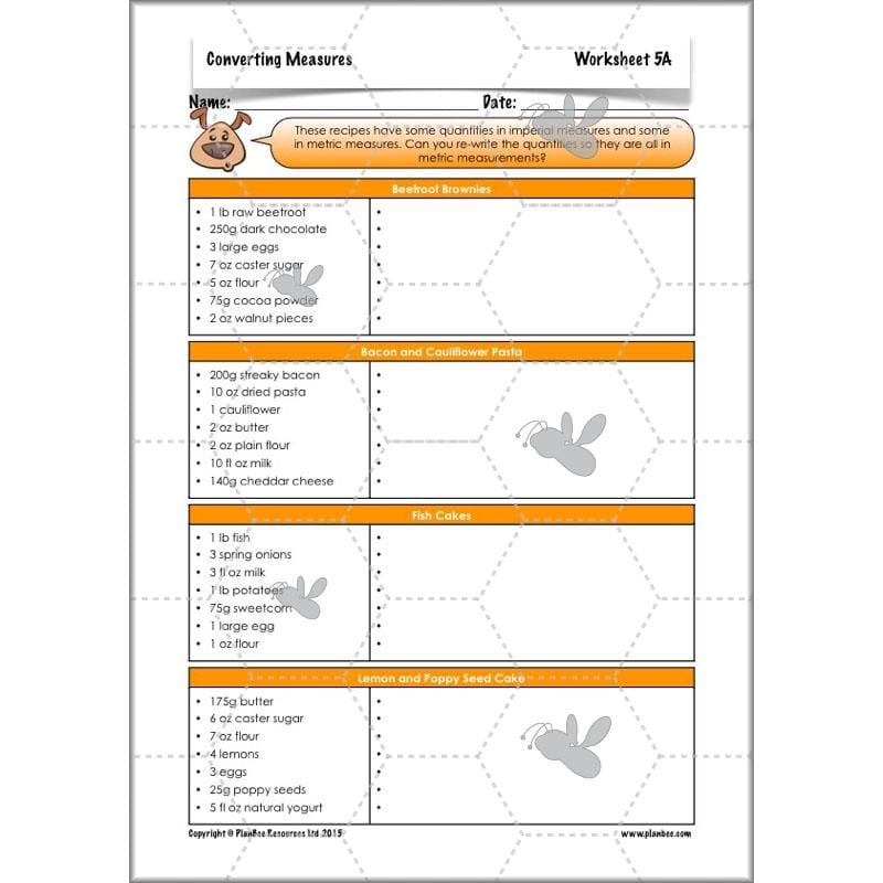 PlanBee Converting Measures - Complete Year 5 Measurement Planning