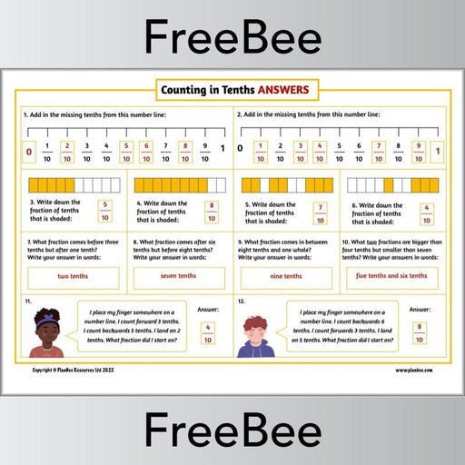 PlanBee FREE Counting in Tenths Worksheet | PlanBee