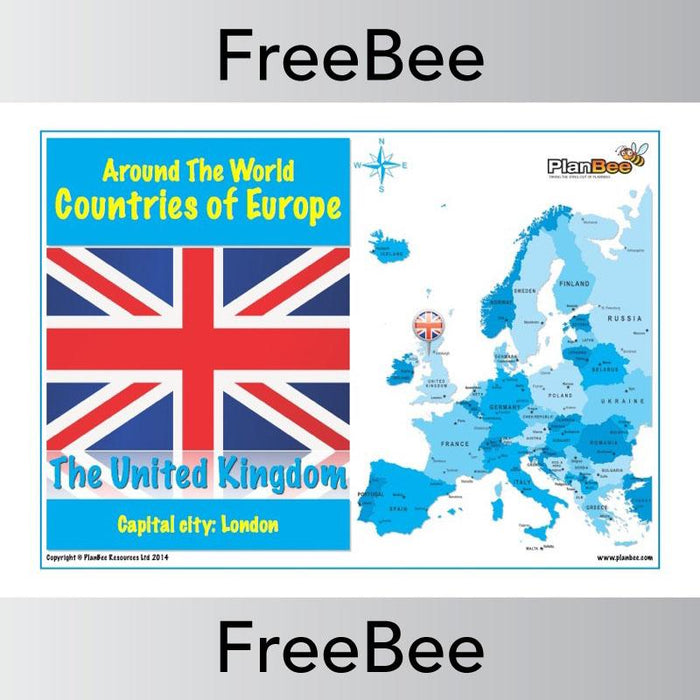 Free Countries in Europe Map with Cities and Flags The UK | PlanBee