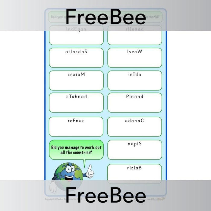 Free Countries Anagrams KS2 Challenges by PlanBee