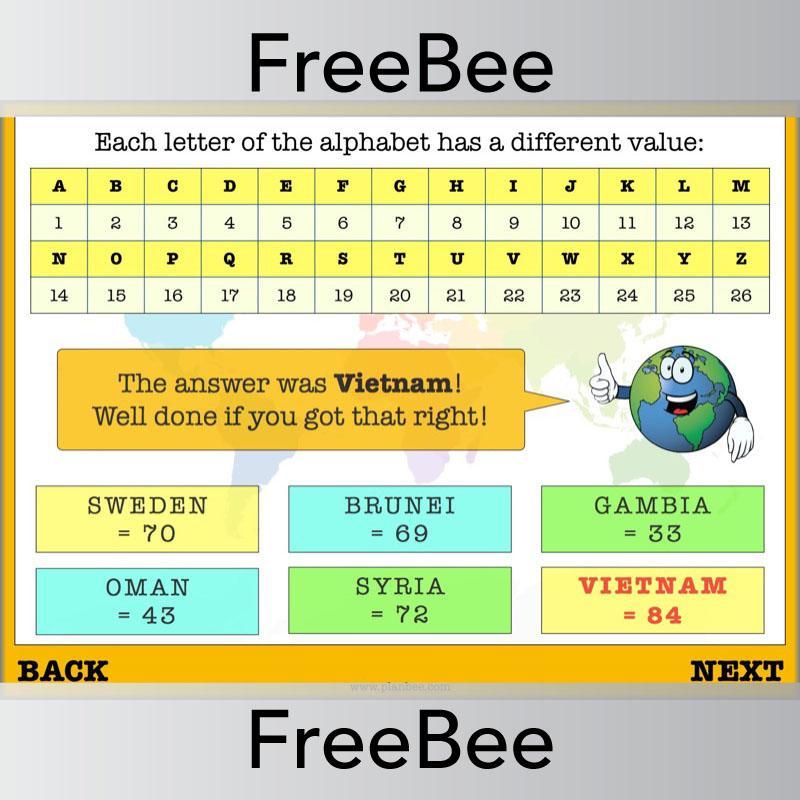 Free PlanBee Countries of the World Geography Brain Teasers