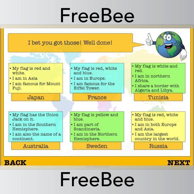 Free PlanBee Countries of the World Geography Brain Teasers