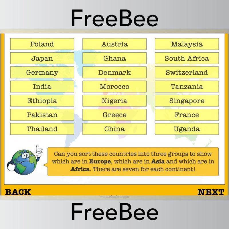 Free PlanBee Countries of the World Geography Brain Teasers