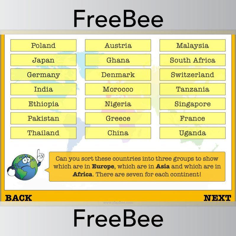 Free PlanBee Countries of the World Geography Brain Teasers