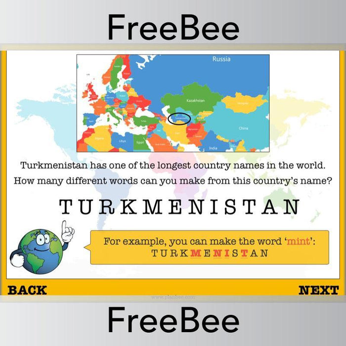 Free PlanBee Countries of the World Geography Brain Teasers