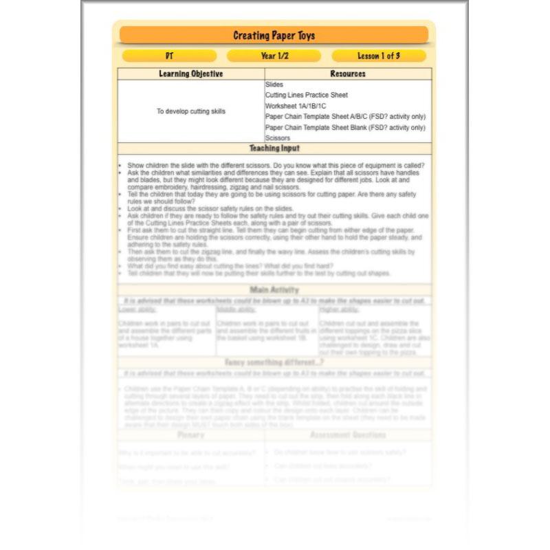 PlanBee FREE Make Paper Toys Moving Toys KS1 DT Lesson | PlanBee