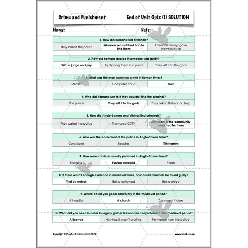PlanBee Crime and Punishment Timeline KS2 History Lessons by PlanBee