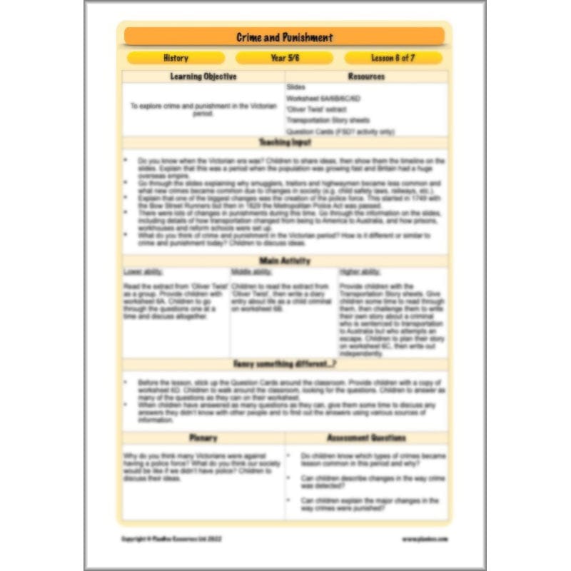 PlanBee Crime and Punishment Timeline KS2 History Lessons by PlanBee