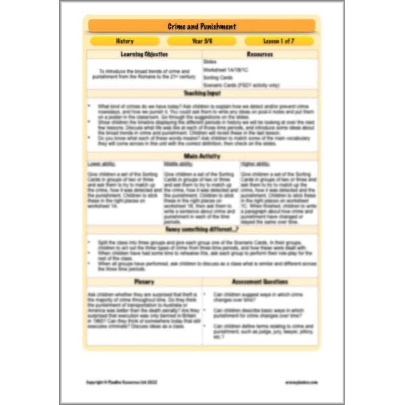 PlanBee Crime and Punishment Timeline KS2 History Lessons by PlanBee