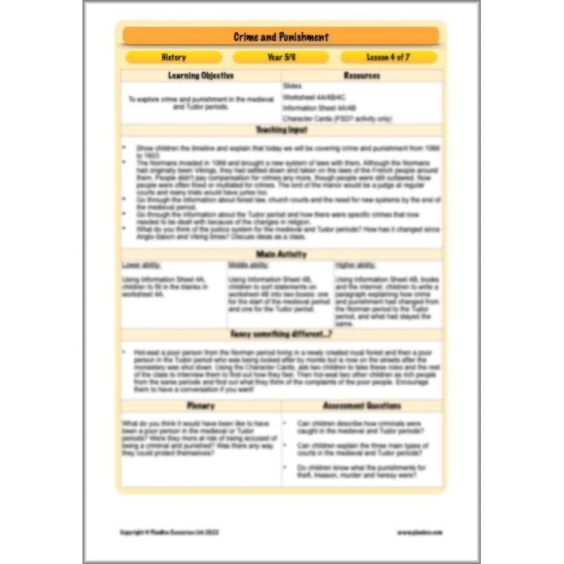 PlanBee Crime and Punishment Timeline KS2 History Lessons by PlanBee