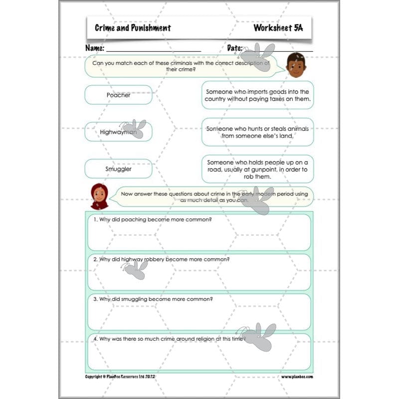 PlanBee Crime and Punishment Timeline KS2 History Lessons by PlanBee