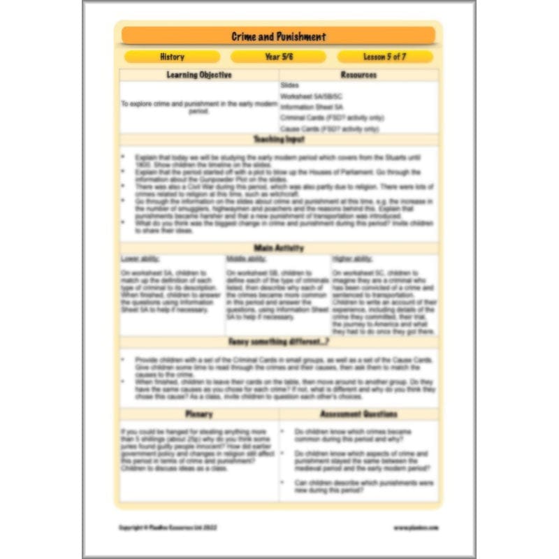 PlanBee Crime and Punishment Timeline KS2 History Lessons by PlanBee