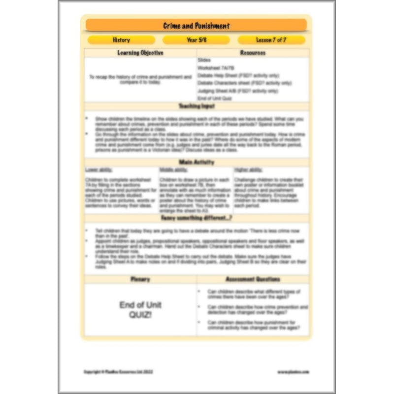 PlanBee Crime and Punishment Timeline KS2 History Lessons by PlanBee