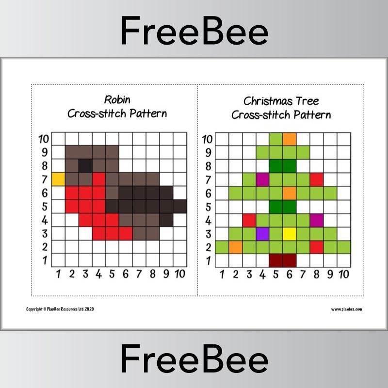 PlanBee FREE Cross Stitch Patterns for Kids pack by PlanBee