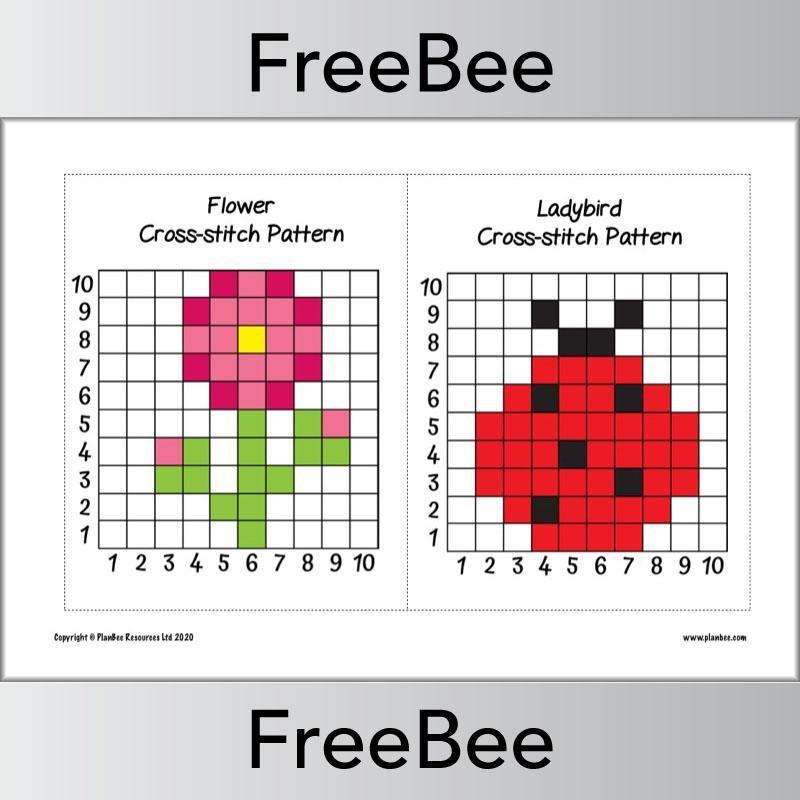 PlanBee FREE Cross Stitch Patterns for Kids pack by PlanBee