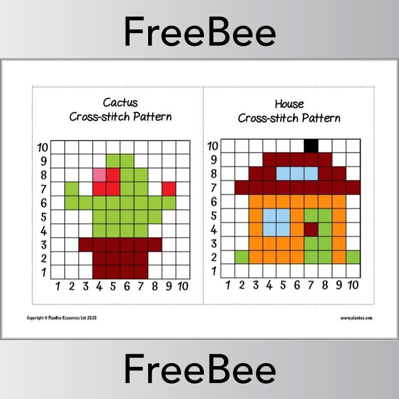 PlanBee FREE Cross Stitch Patterns for Kids pack by PlanBee