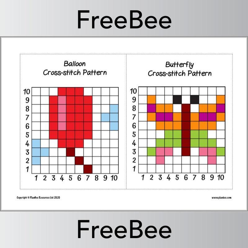 PlanBee FREE Cross Stitch Patterns for Kids pack by PlanBee