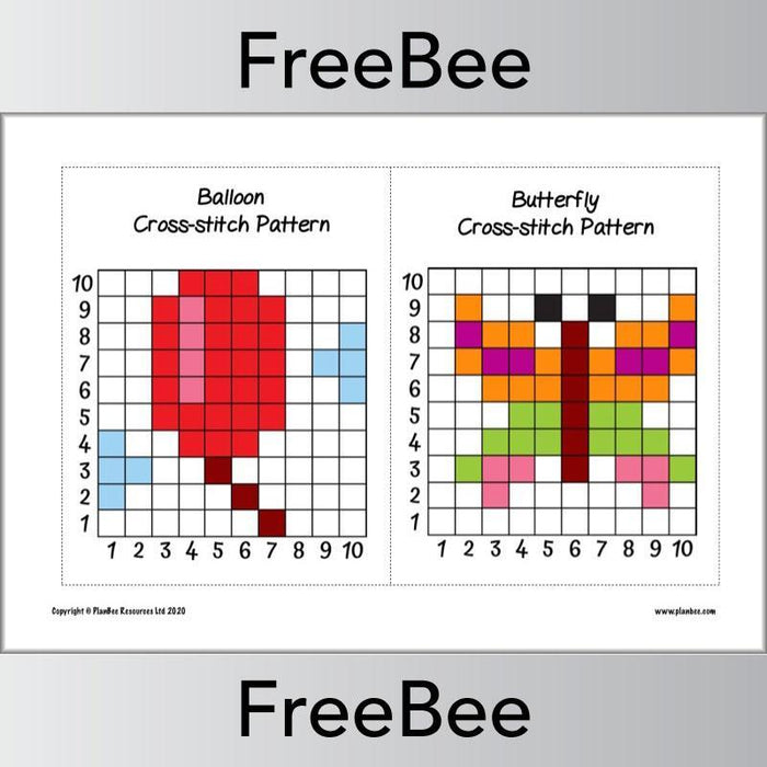 PlanBee FREE Cross Stitch Patterns for Kids pack by PlanBee