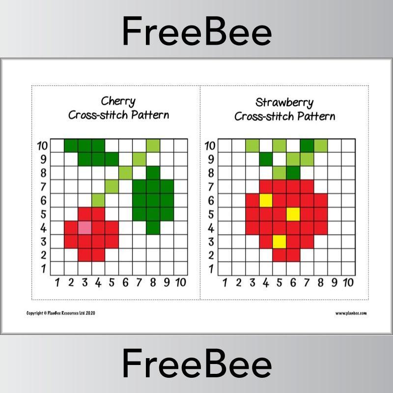 PlanBee FREE Cross Stitch Patterns for Kids pack by PlanBee