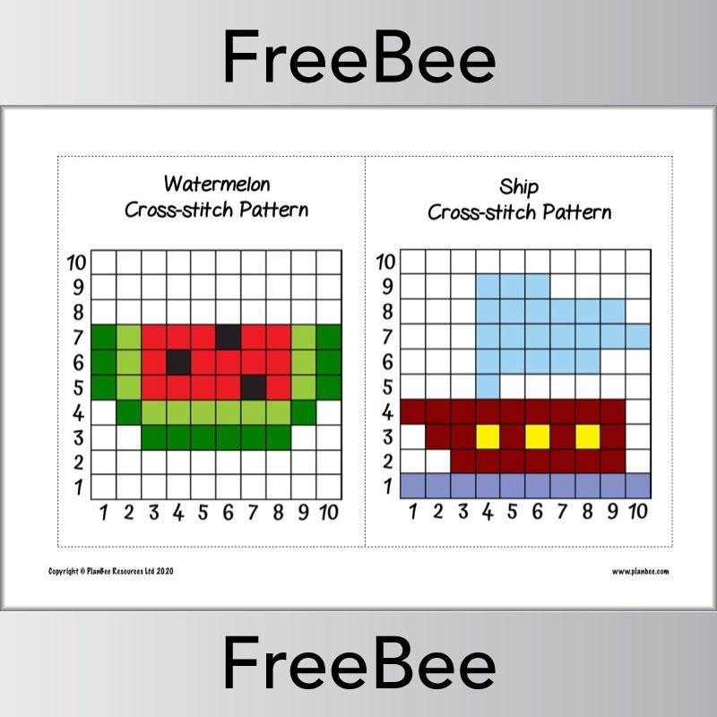 PlanBee FREE Cross Stitch Patterns for Kids pack by PlanBee