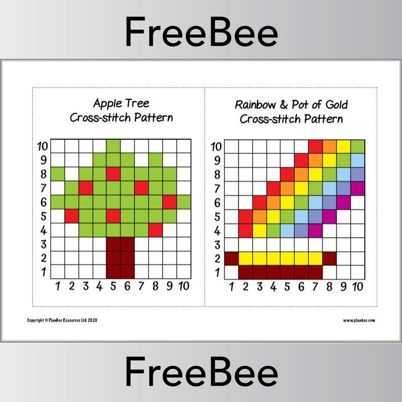 PlanBee FREE Cross Stitch Patterns for Kids pack by PlanBee