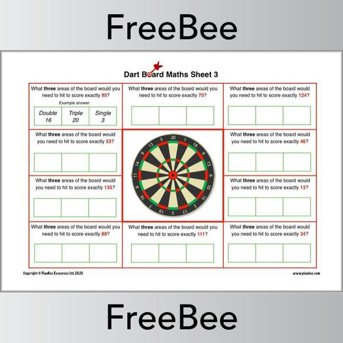 Free Primary Games Darts Boards Challenges by PlanBee