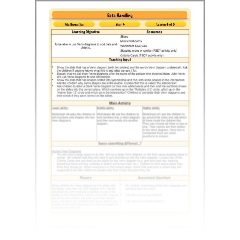 PlanBee Data Handling Year 4 Maths Lessons by PlanBee