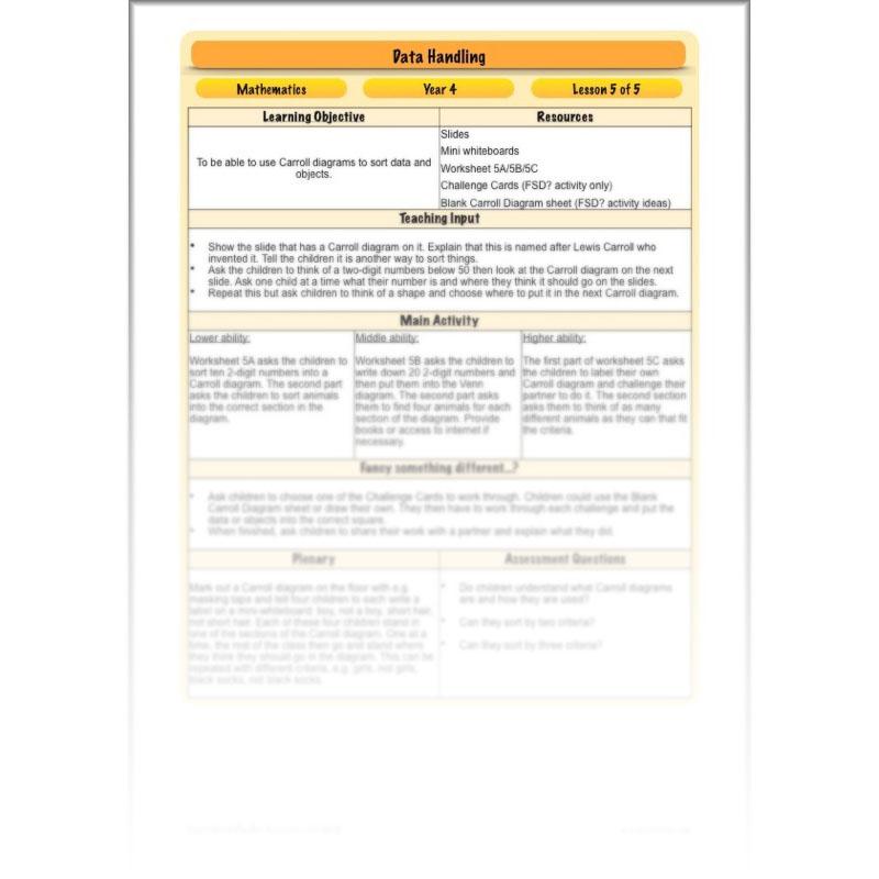 PlanBee Data Handling Year 4 Maths Lessons by PlanBee