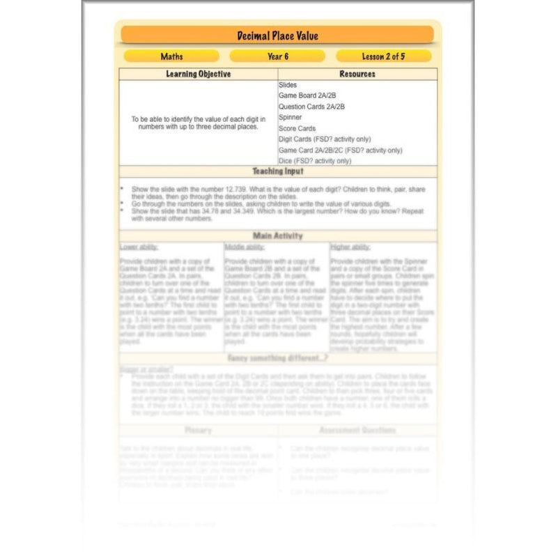 Year 6 Decimal Place Value Maths Lessons by PlanBee