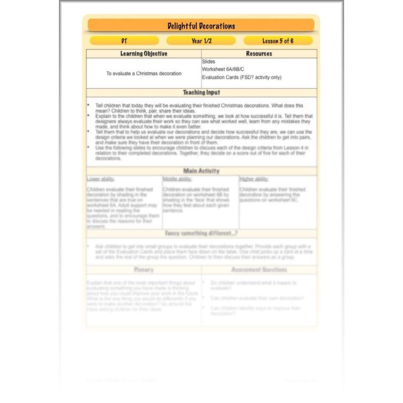 PlanBee Delightful Decorations KS1 DT Lessons by PlanBee