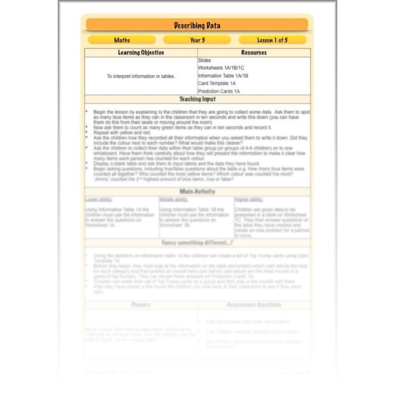 PlanBee Describing Data Year 5 Statistics Lesson by PlanBee