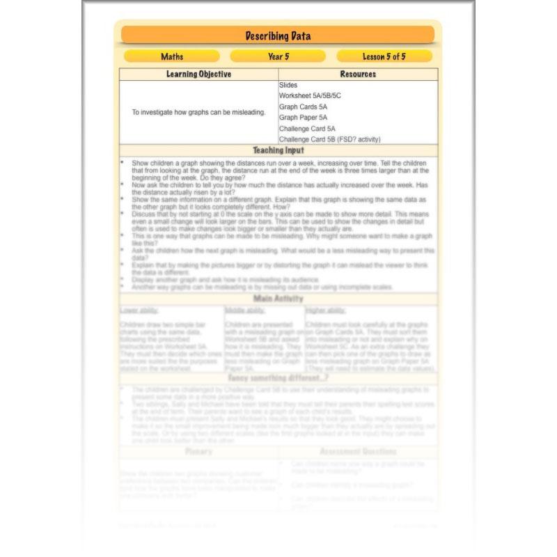 PlanBee Describing Data Year 5 Statistics Lesson by PlanBee